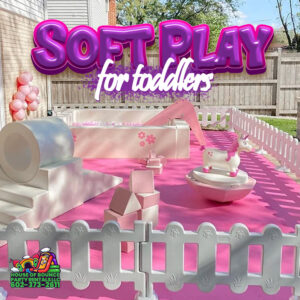 Photo of a pink & white soft play rental set