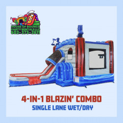 4-In-1 Blazin’ Combo Bounce House Rental Dual Lane Dry